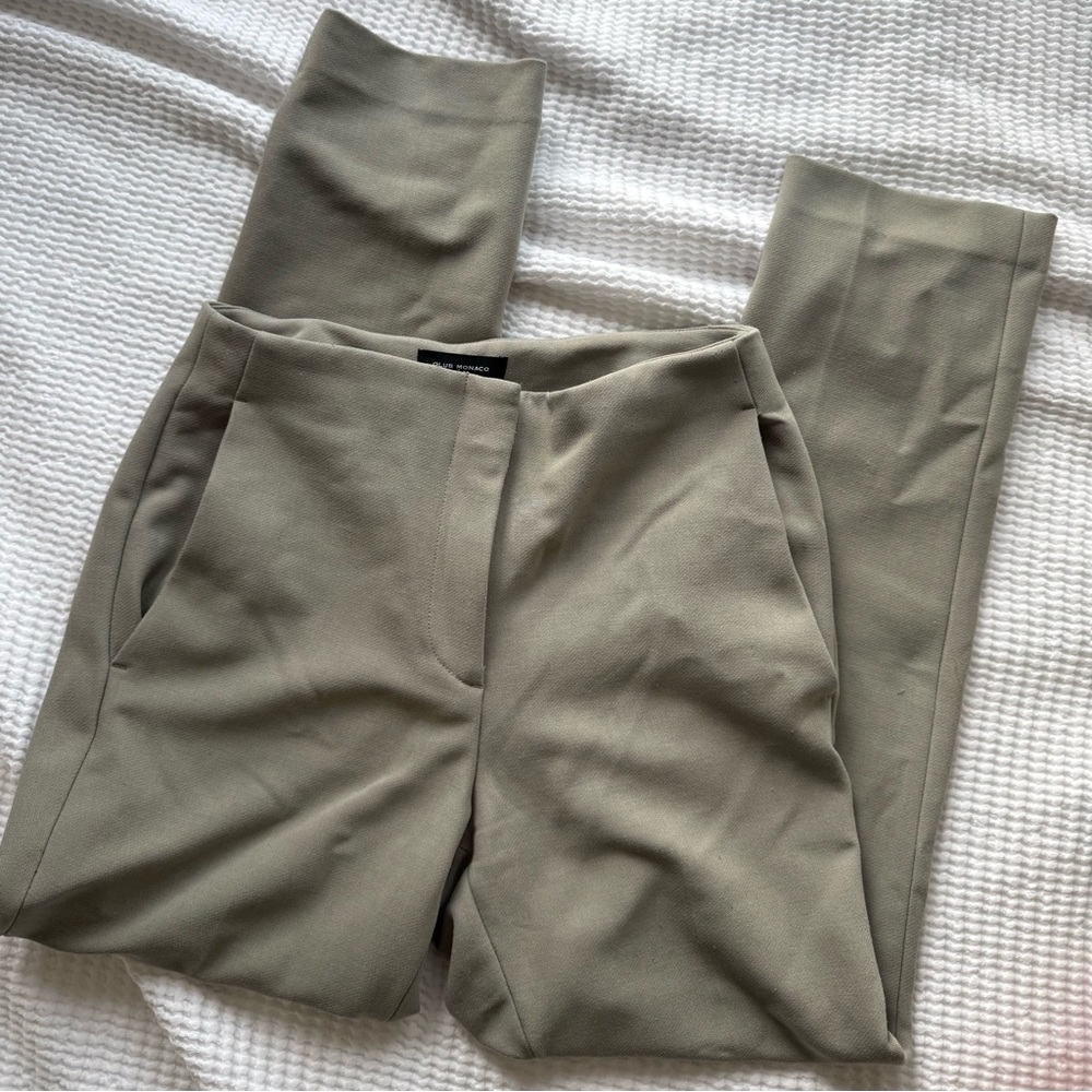 Club Monaco Olive Green Straight-Leg Pants